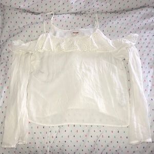 White long sleeve shirt with cold shoulders